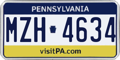 PA license plate MZH4634