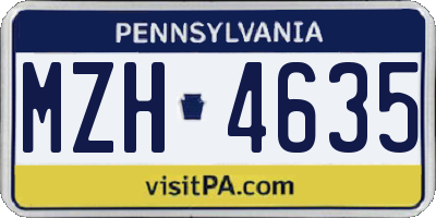 PA license plate MZH4635
