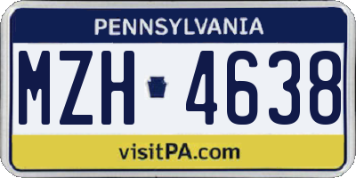 PA license plate MZH4638