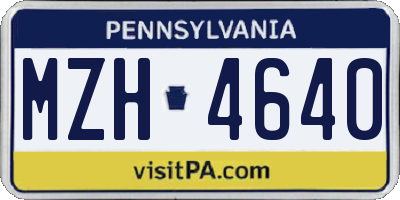 PA license plate MZH4640