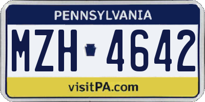 PA license plate MZH4642