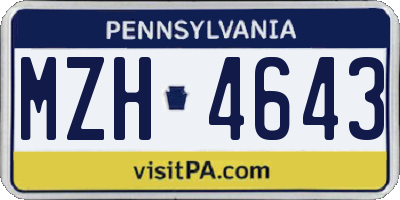 PA license plate MZH4643