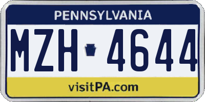 PA license plate MZH4644