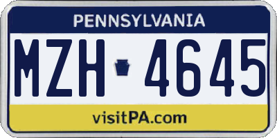 PA license plate MZH4645