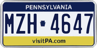 PA license plate MZH4647