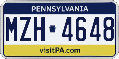 PA license plate MZH4648