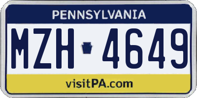 PA license plate MZH4649