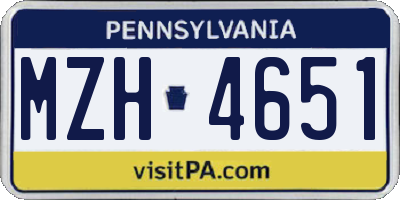 PA license plate MZH4651