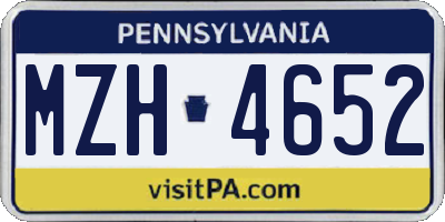 PA license plate MZH4652