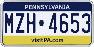 PA license plate MZH4653