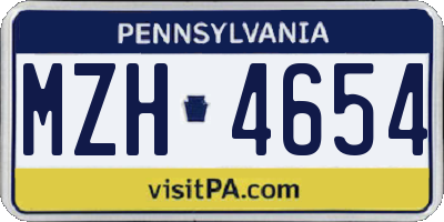 PA license plate MZH4654