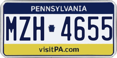 PA license plate MZH4655