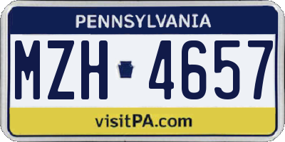 PA license plate MZH4657