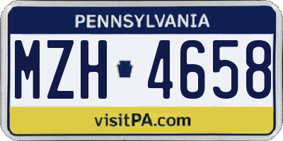 PA license plate MZH4658