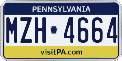 PA license plate MZH4664