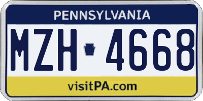 PA license plate MZH4668