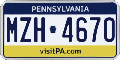 PA license plate MZH4670