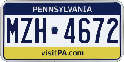 PA license plate MZH4672
