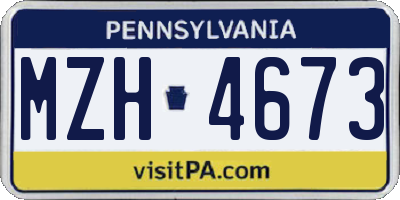 PA license plate MZH4673