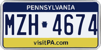 PA license plate MZH4674