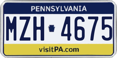 PA license plate MZH4675