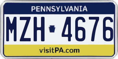 PA license plate MZH4676