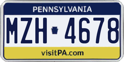 PA license plate MZH4678