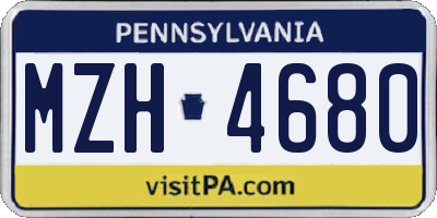 PA license plate MZH4680
