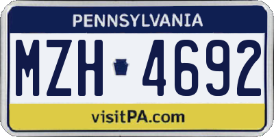 PA license plate MZH4692