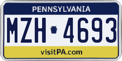 PA license plate MZH4693