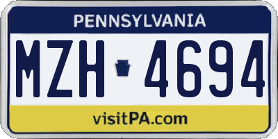 PA license plate MZH4694
