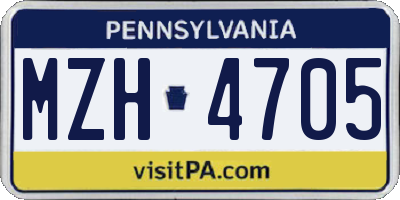 PA license plate MZH4705