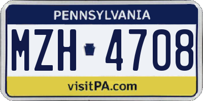 PA license plate MZH4708