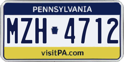 PA license plate MZH4712