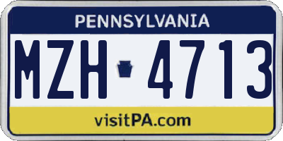 PA license plate MZH4713