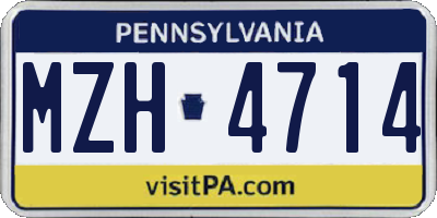 PA license plate MZH4714