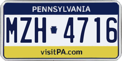 PA license plate MZH4716