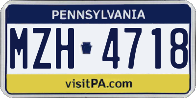 PA license plate MZH4718