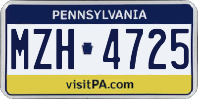 PA license plate MZH4725