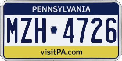 PA license plate MZH4726