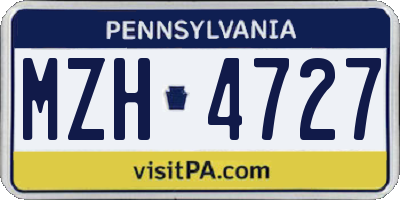 PA license plate MZH4727