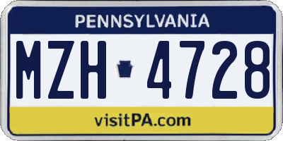 PA license plate MZH4728