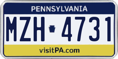 PA license plate MZH4731