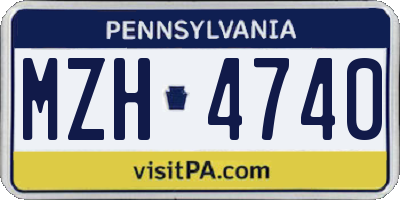 PA license plate MZH4740