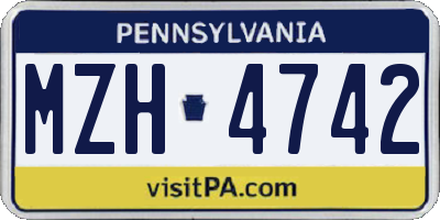 PA license plate MZH4742