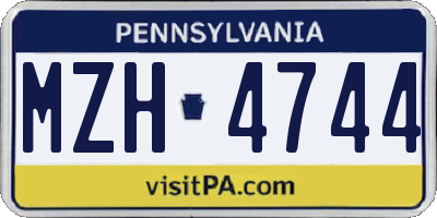 PA license plate MZH4744