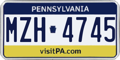 PA license plate MZH4745