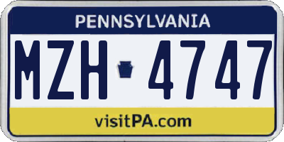 PA license plate MZH4747