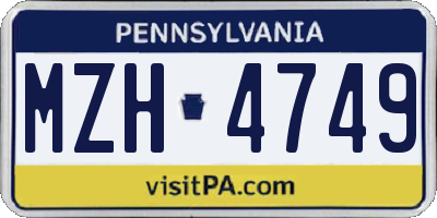 PA license plate MZH4749