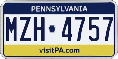 PA license plate MZH4757